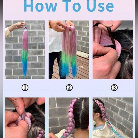 24" Braid In Hair Extension Hombre Or Gradient Black Green Grey NEW - Picture 2 of 2